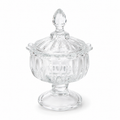 Clear Glass Candy Jar with Lid – Decorative Footed Storage Bowl