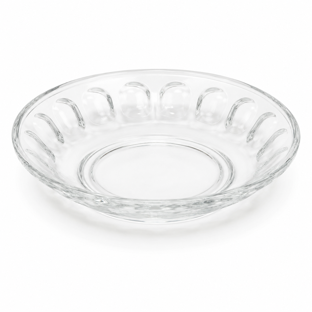 Clear Glass Decorative Serving Bowl – Elegant Floral Design
