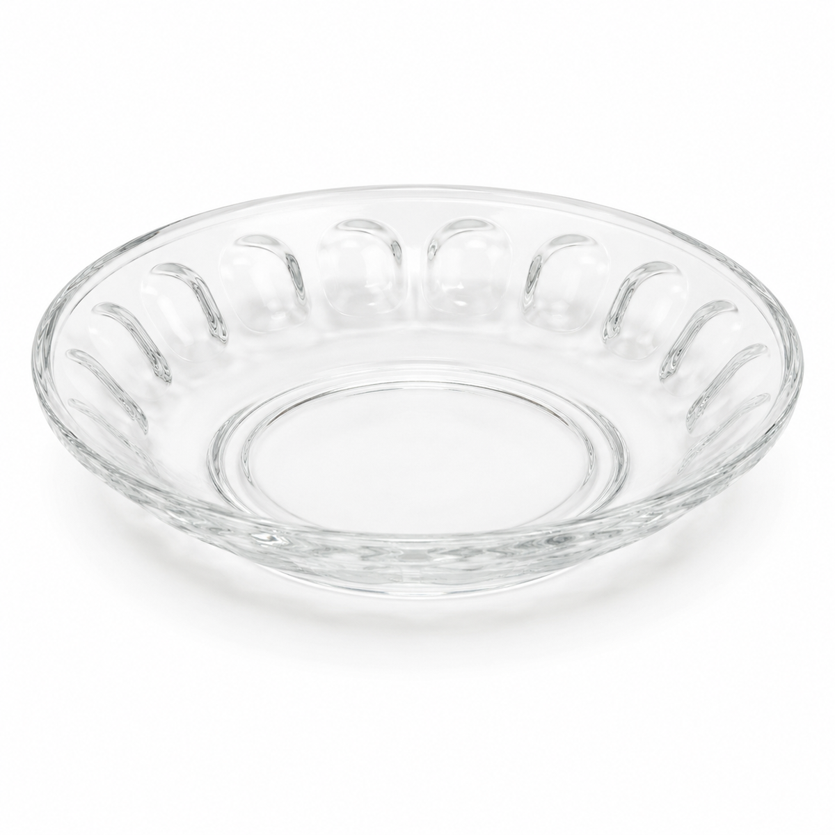 Clear Glass Decorative Serving Bowl – Elegant Floral Design