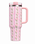 Premium Floral 40oz Pink Flower Tumbler