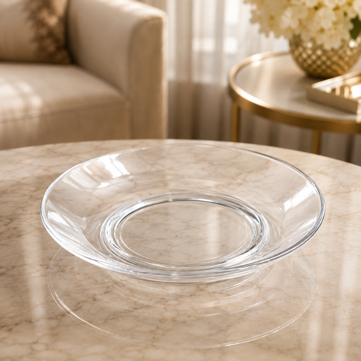 Clear Glass Serving Bowl – Elegant Decorative Fruit & Salad Bowl