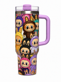 Luxury 40oz Designer Labubu Print Tumbler – Purple