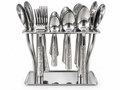Luxury Stainless Steel Cutlery Set with Floral Handles & Elegant Utensil Holder
