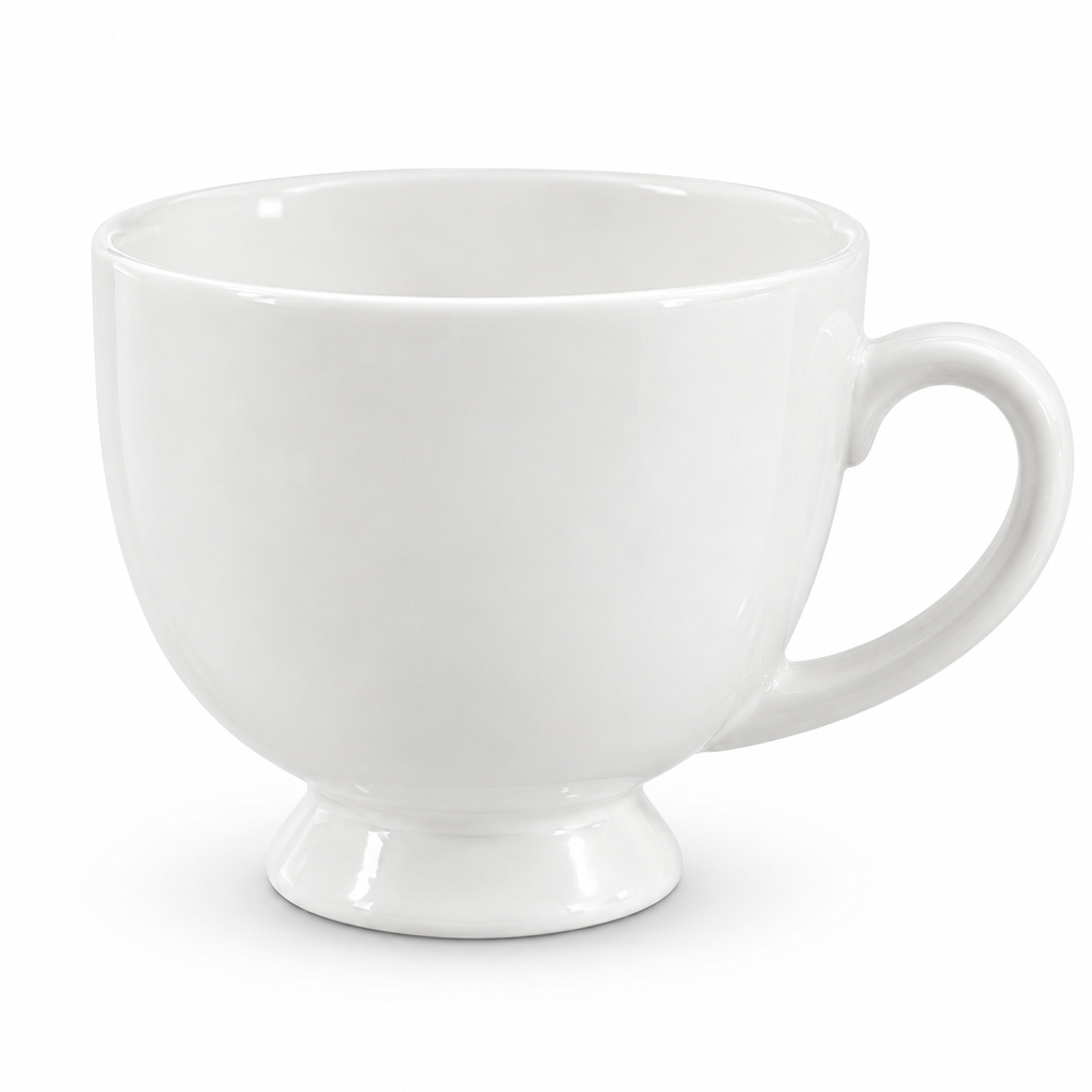 Elegant White Ceramic Pedestal Coffee Mugs – Set of 6