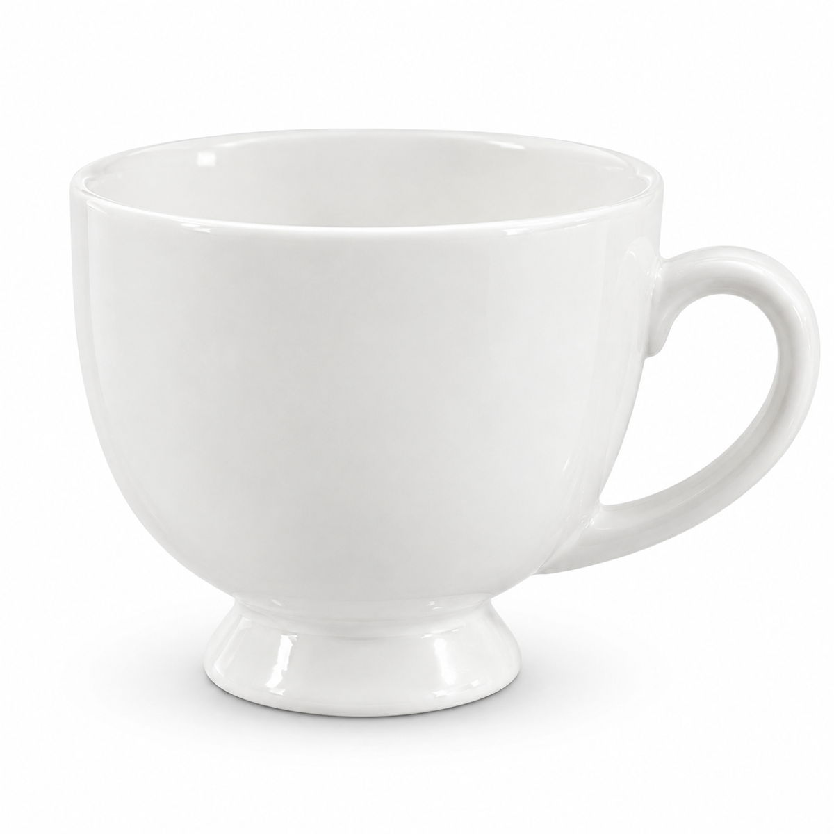 Elegant White Ceramic Pedestal Coffee Mugs – Set of 6