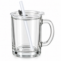Elegant Crystal Glass Cup with Straw & Lid – Sophisticated Everyday Drinkware