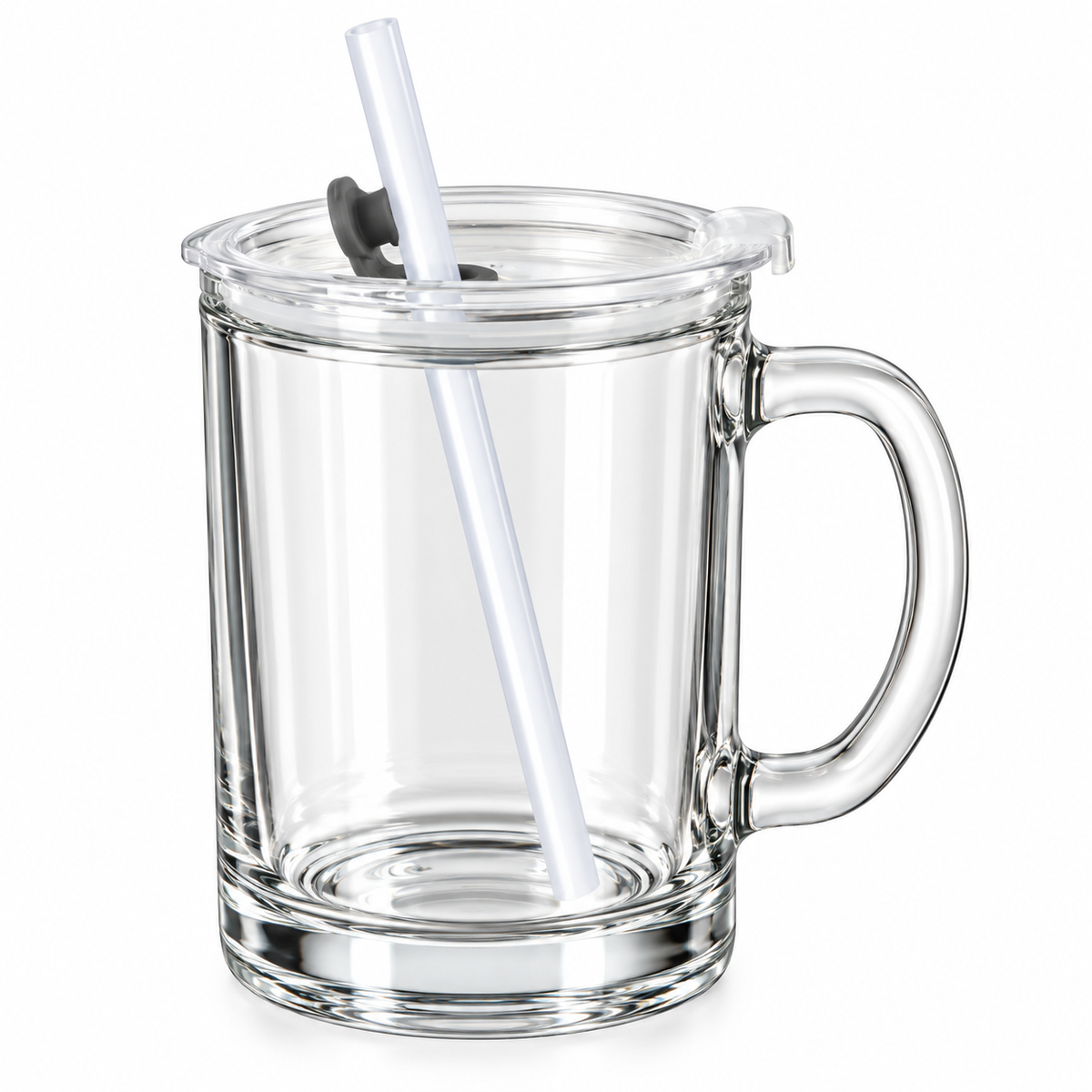 Elegant Crystal Glass Cup with Straw & Lid – Sophisticated Everyday Drinkware