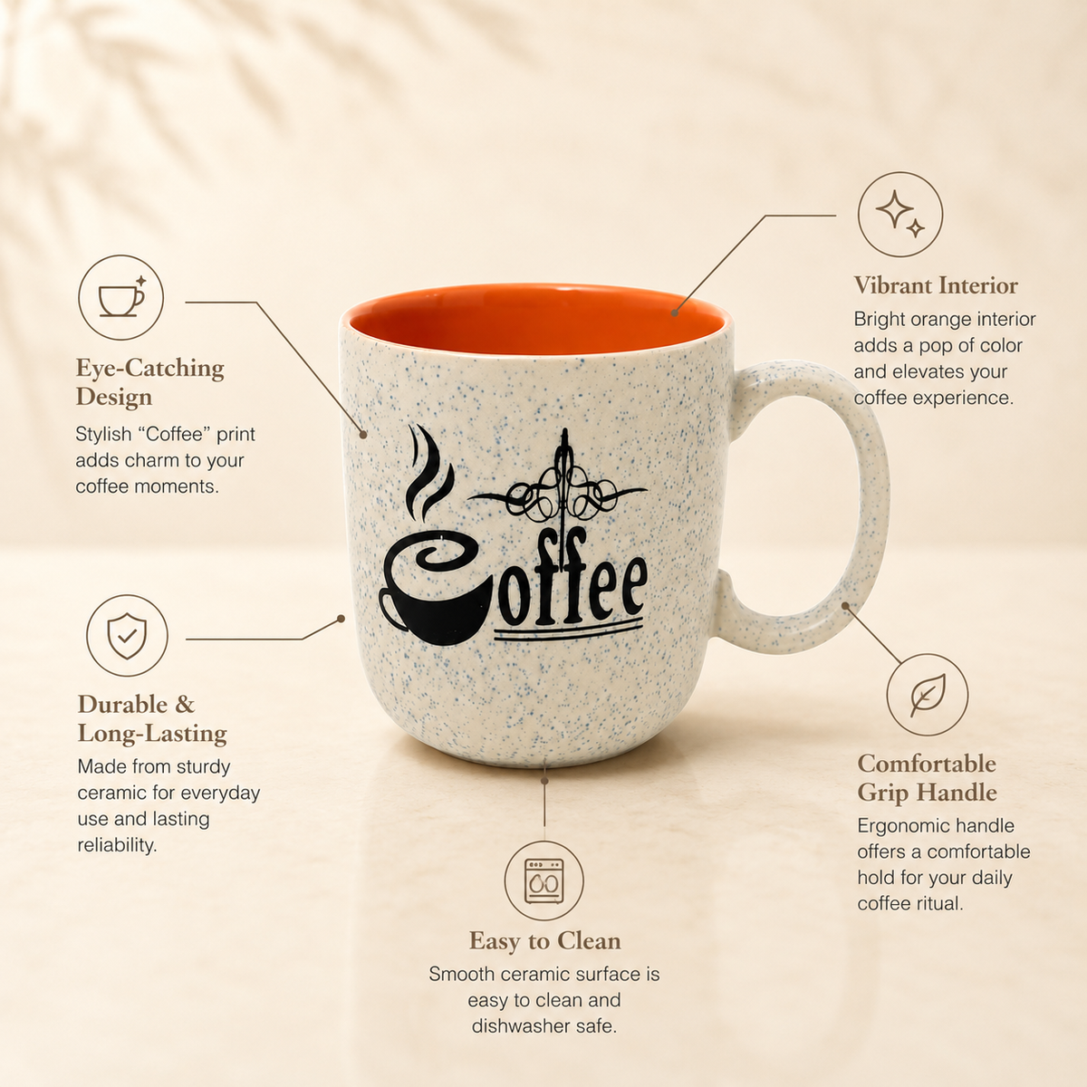 Ceramic Coffee Mug with Printed Design – Stylish Tea Cu