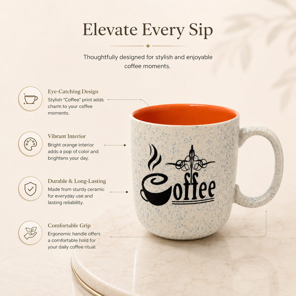 Ceramic Coffee Mug with Printed Design – Stylish Tea Cu