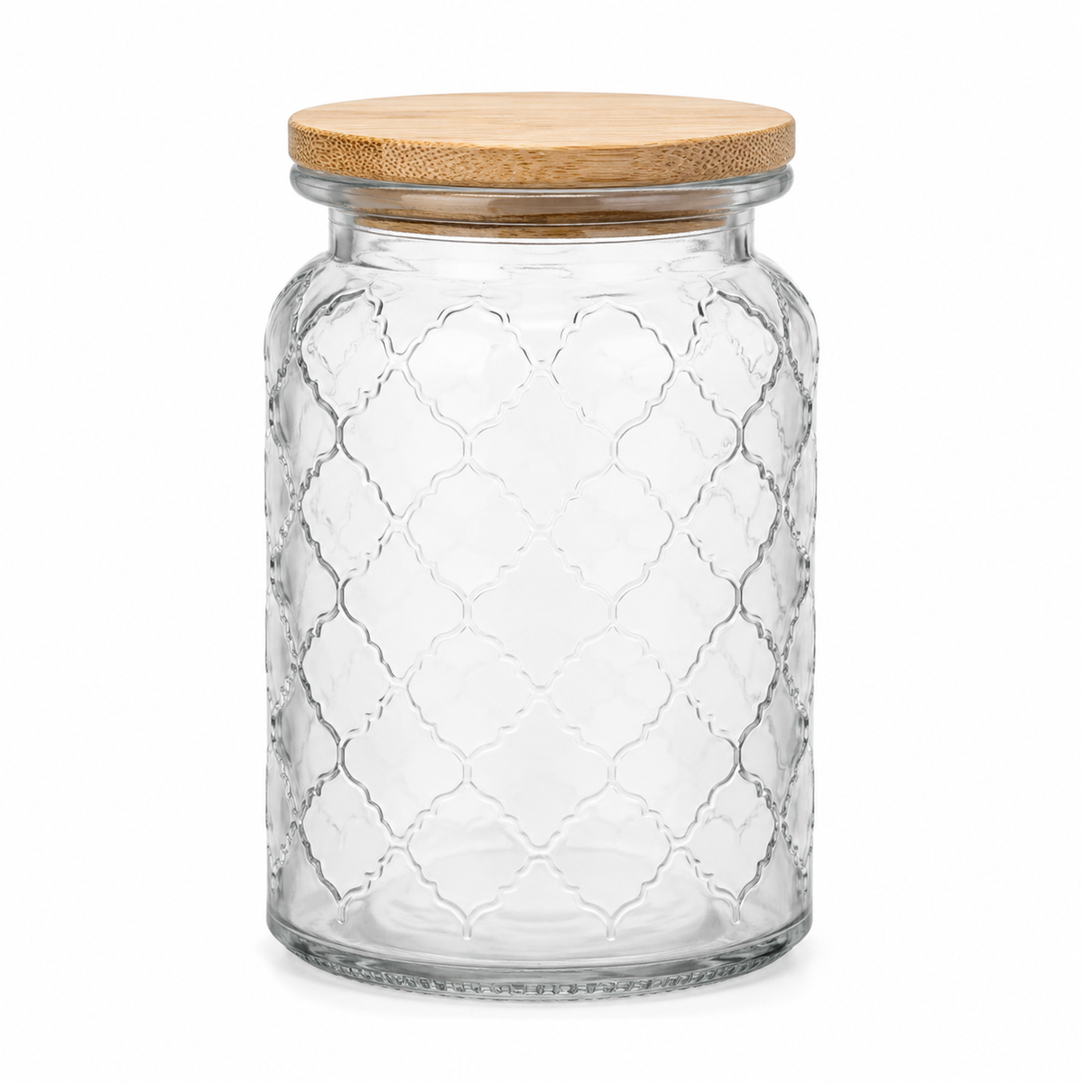 Clear Glass Storage Jar with Bamboo Lid – Decorative Container