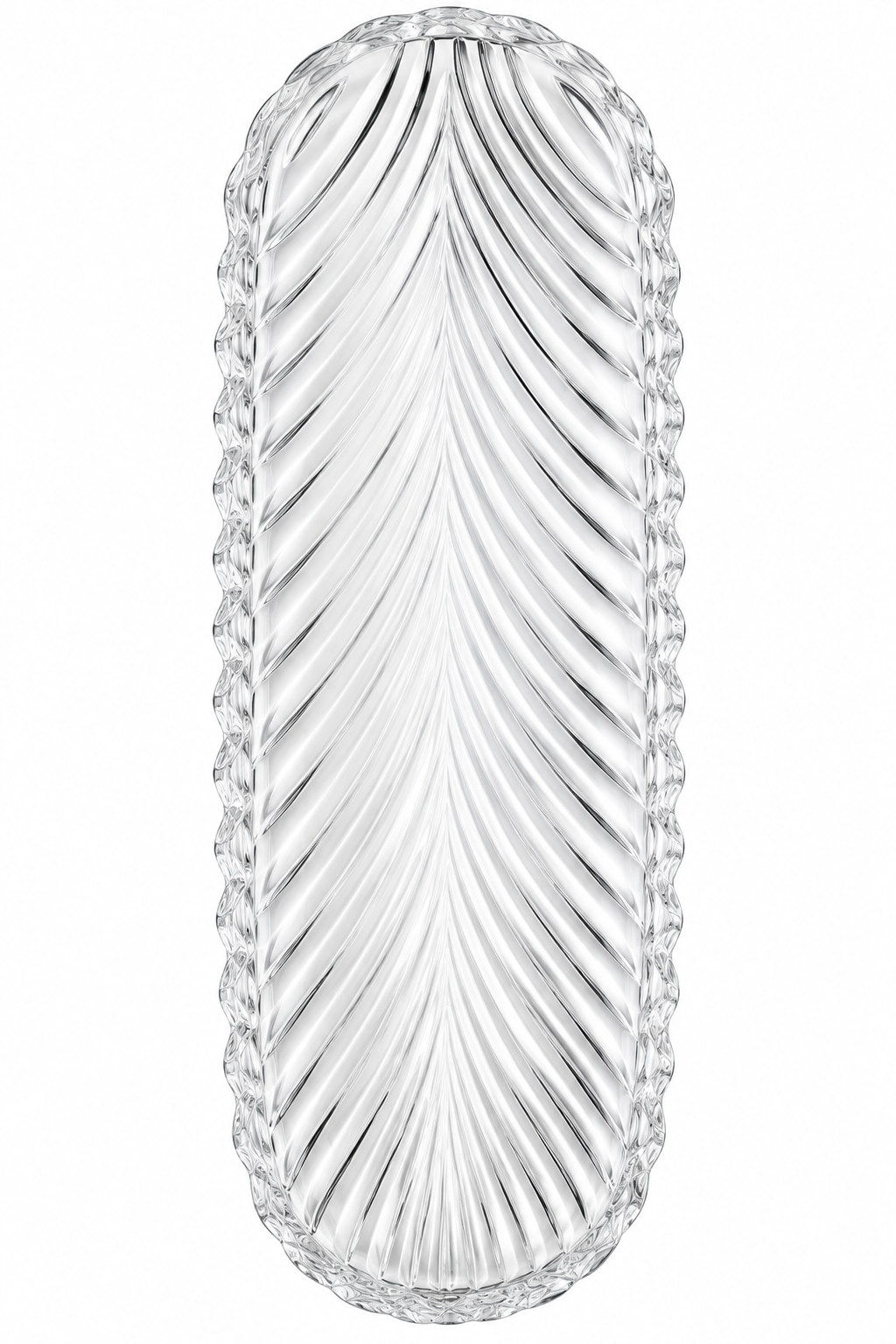 Luxury Ribbed Crystal Glass Vase – Elegant Decorative Centerpiece