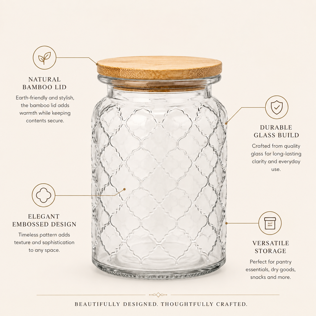 Clear Glass Storage Jar with Bamboo Lid – Decorative Container