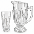 Crystal Glass Pitcher & Tumbler Set – Elegant Ribbed Drinkware Collection