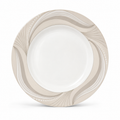 Elegant Ceramic Dinner Plate with Beige Wave Design