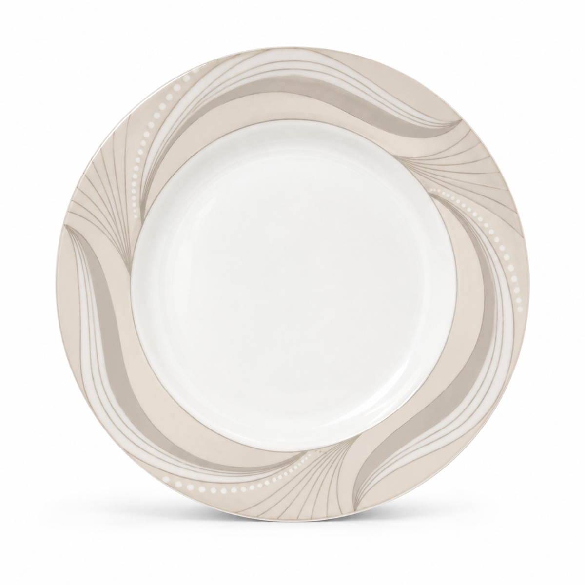 Elegant Ceramic Dinner Plate with Beige Wave Design
