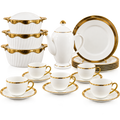 Luxury White & Gold Porcelain Tea & Dining Set – Elegant Tableware Collection