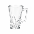 Elegant Crystal Glass Mug with Decorative Leaf Base