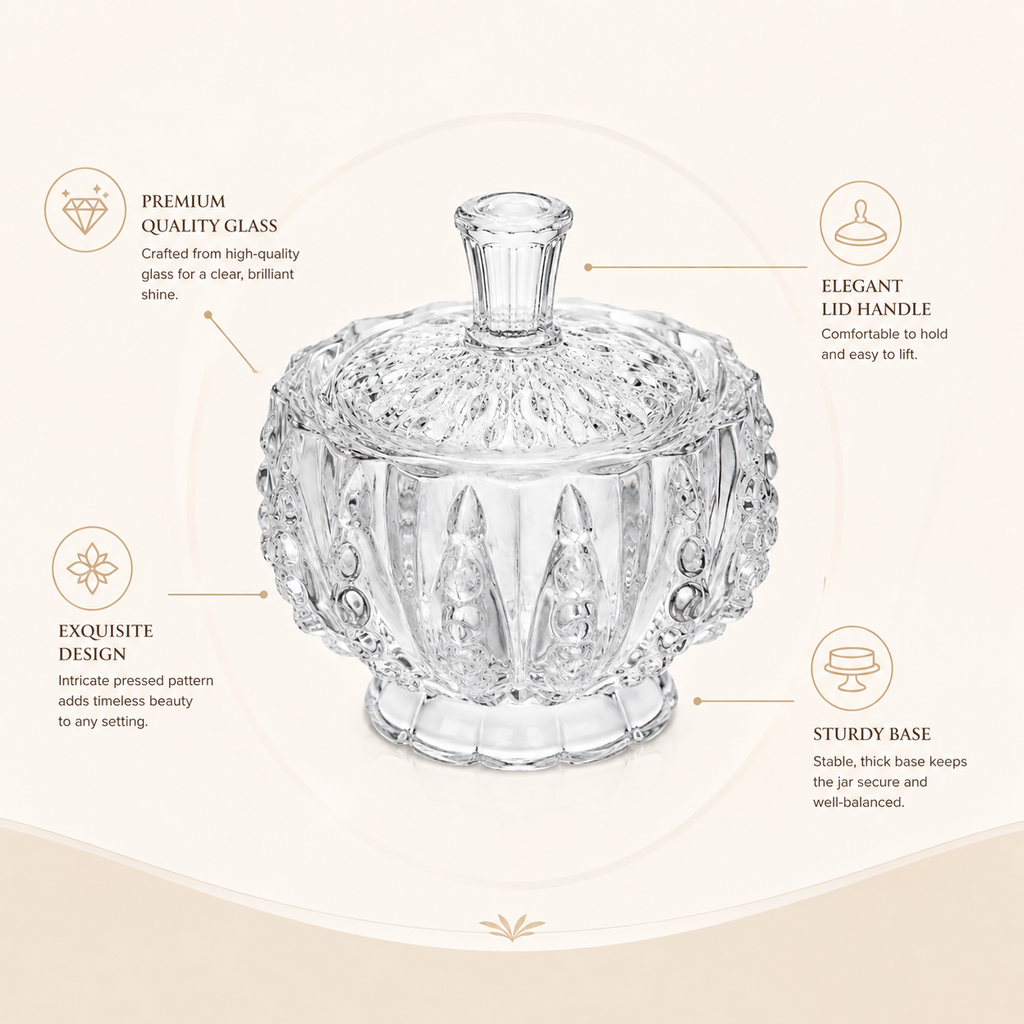 Crystal Glass Decorative Storage Jar with Lid