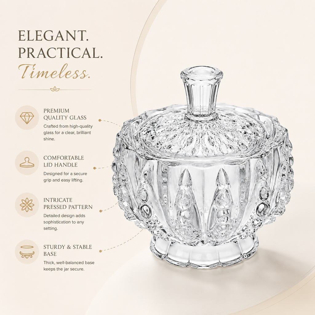 Crystal Glass Decorative Storage Jar with Lid