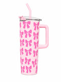 Luxury Pink Bow 40oz Tumbler with Straw