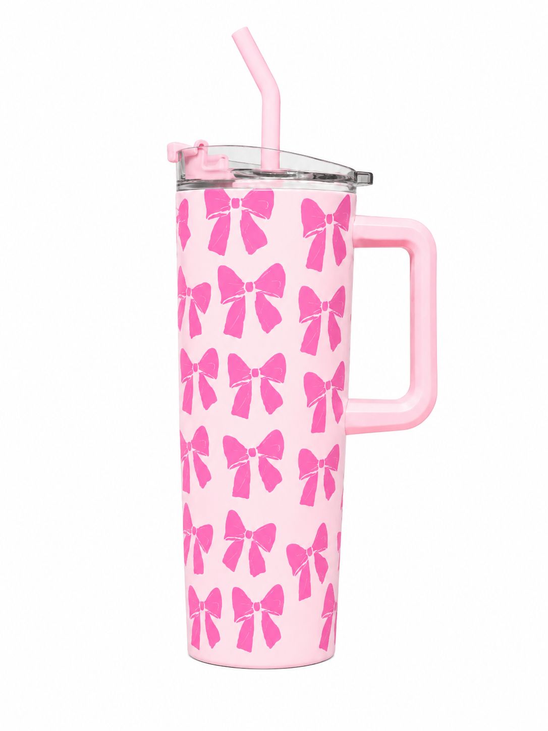 Luxury Pink Bow 40oz Tumbler with Straw